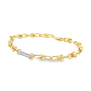 14K Yellow & White Gold Ball & Bar Diamond Bracelet