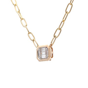 14K Yellow Gold Cluster-Style Diamond Necklace