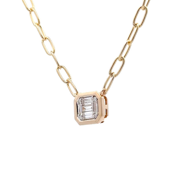 14K Yellow Gold Cluster-Style Diamond Necklace